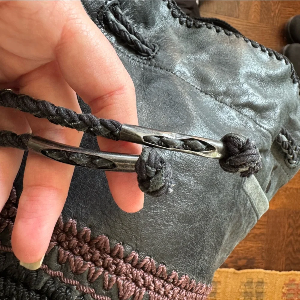 The Sac Black Leather Heritage Drawstring Bucket Bag soft leather bag